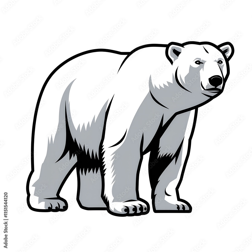 Polar bear vector isolated white background Polar bear vector isolated white background