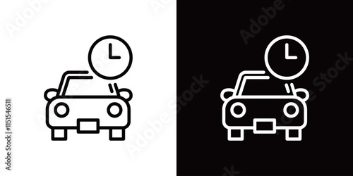 車の移動時間のシンプルなラインアイコン