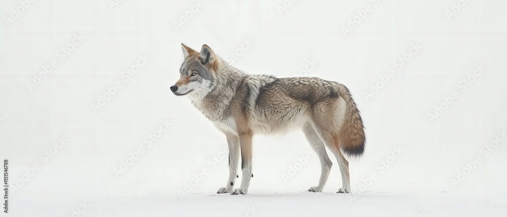 Fototapeta premium coyote standing on white snow