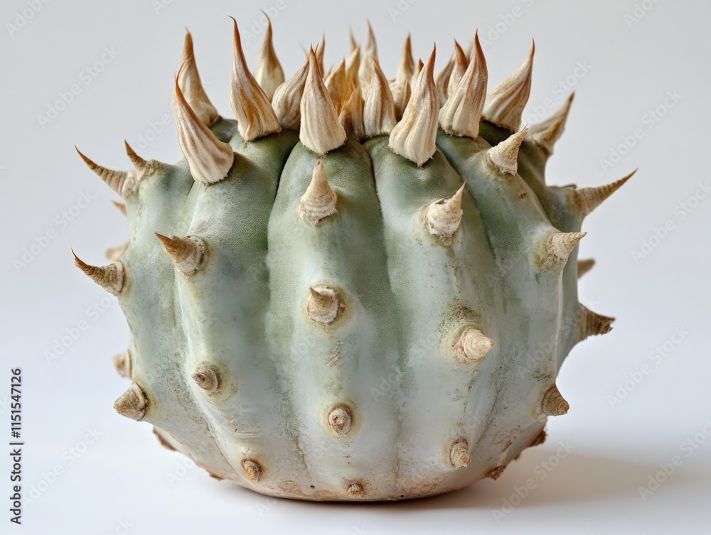 Obraz premium Close up of a spiky green fruit with white spikes