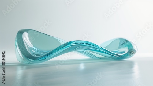 A glowing cyan digital wave with a sleek, smooth appearance, isolated on a white surface. photo