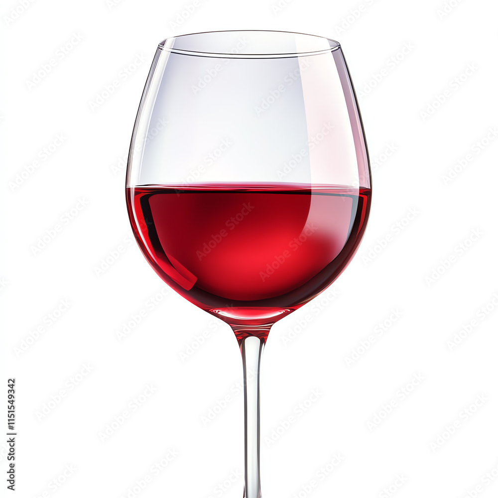Elegant red wine glass filled with rich red wine, isolated on a white background. Elegant red wine glass filled with rich red wine, isolated on a white background.