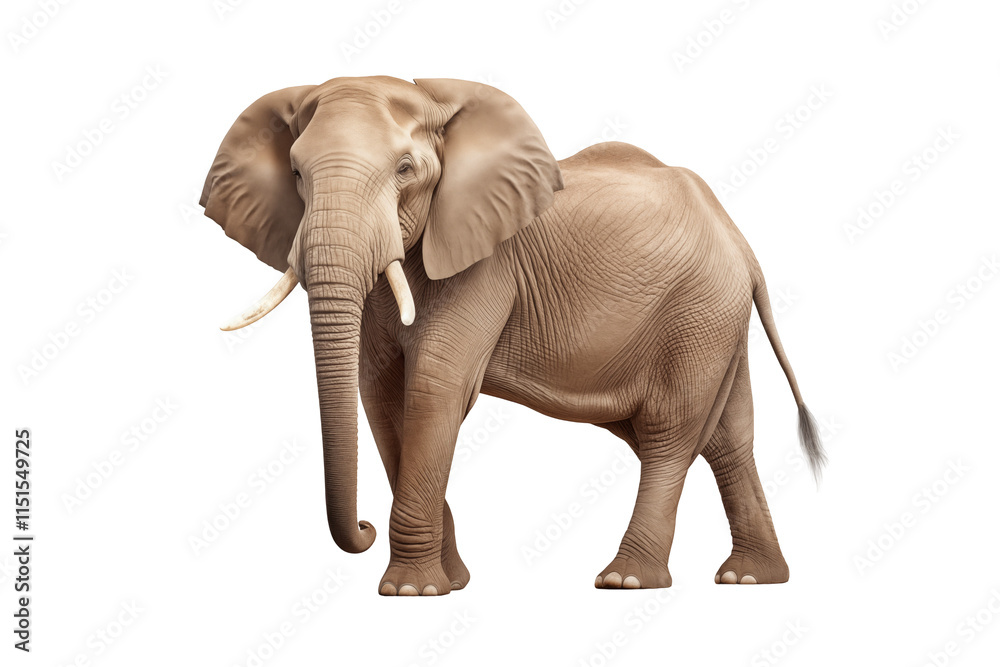 Fototapeta premium Majestic Elephant on Transparent Background – Wild Animal Portrait, African and Asian Elephant, Iconic Mammal of Nature and Wildlife, Symbol of Strength, Serenity, and Conservation. Png cut out.
