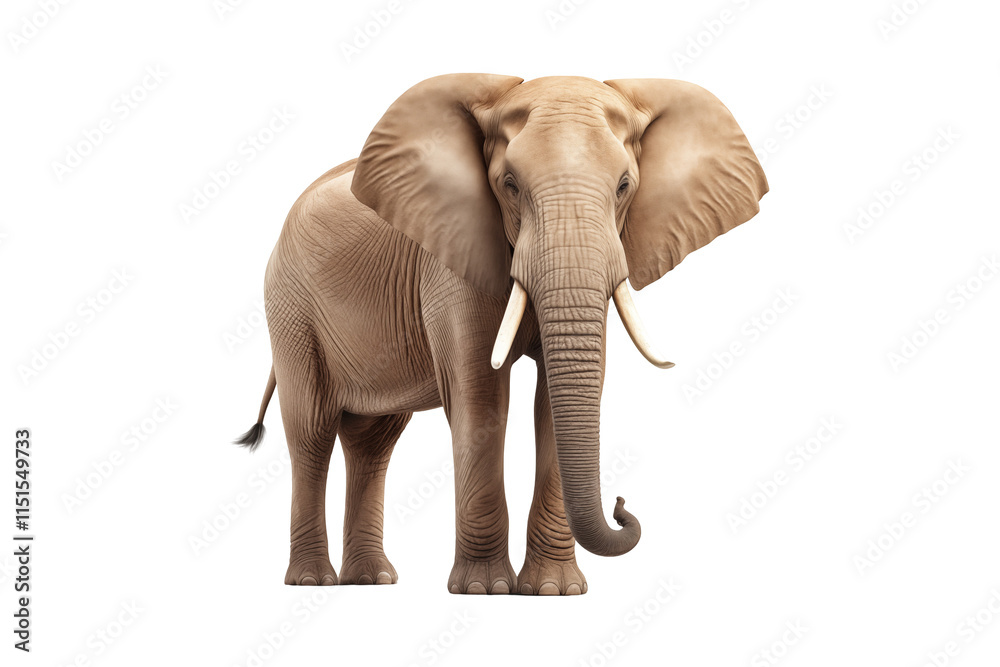 Fototapeta premium Majestic Elephant on Transparent Background – Wild Animal Portrait, African and Asian Elephant, Iconic Mammal of Nature and Wildlife, Symbol of Strength, Serenity, and Conservation. Png cut out.