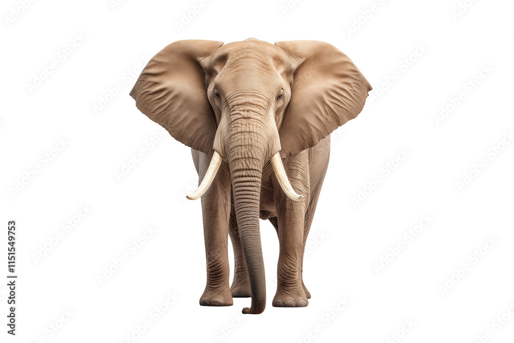 Fototapeta premium Majestic Elephant on Transparent Background – Wild Animal Portrait, African and Asian Elephant, Iconic Mammal of Nature and Wildlife, Symbol of Strength, Serenity, and Conservation. Png cut out.