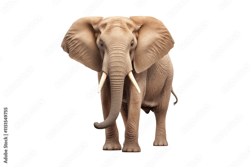 Obraz premium Majestic Elephant on Transparent Background – Wild Animal Portrait, African and Asian Elephant, Iconic Mammal of Nature and Wildlife, Symbol of Strength, Serenity, and Conservation. Png cut out.