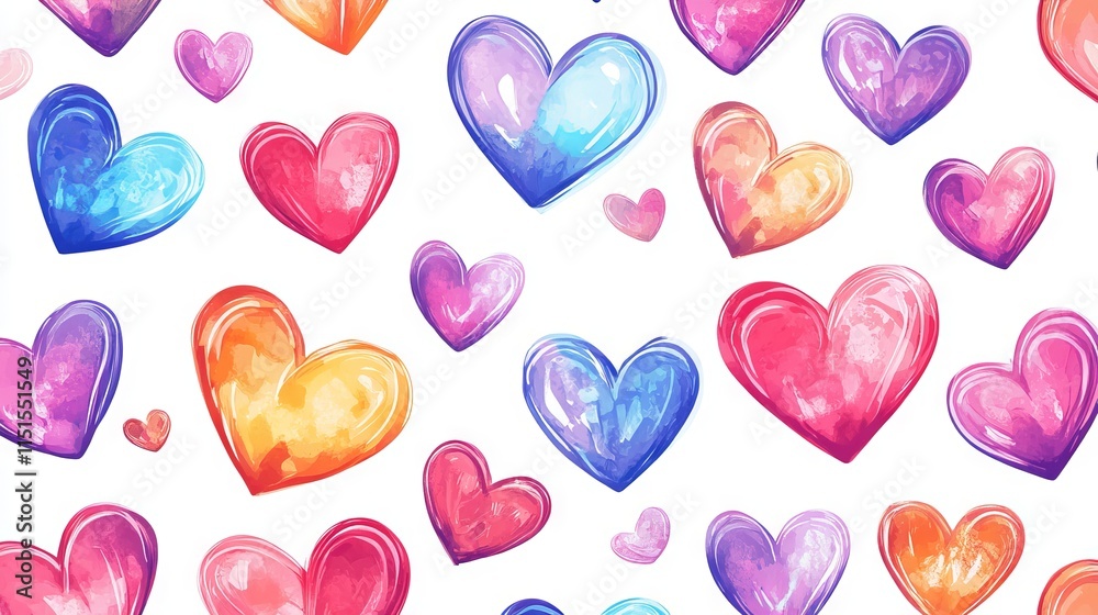 Hand drawn valentine's day holiday background with abstract hearts, seamless light wallpaper pattern perfect for graphic design, invitations, crafts, and romantic projects