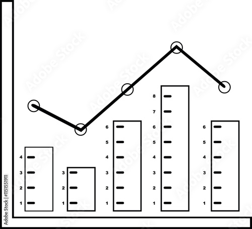 vector illustration drawing icon statistical graph, sketch draw in black and white color