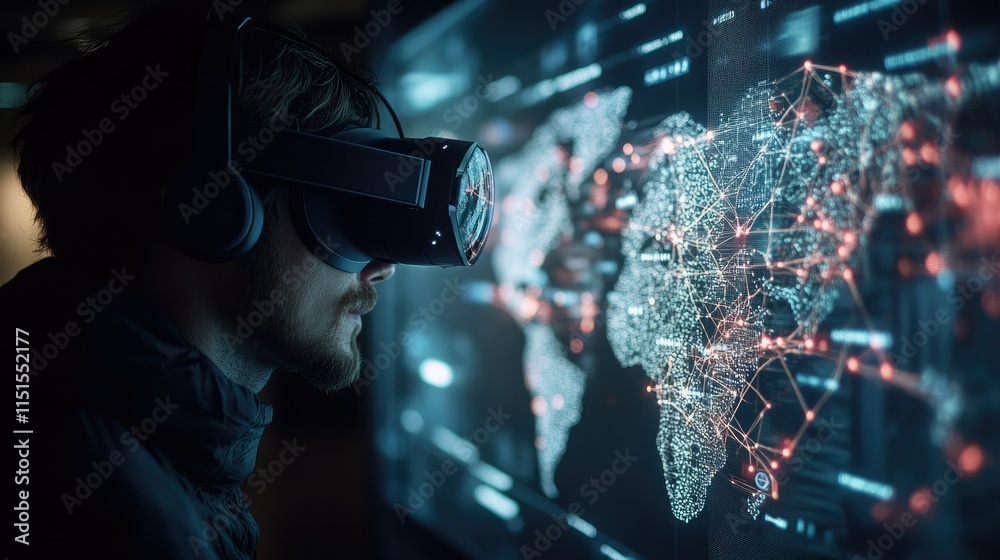 Exploring the Global Network: A Man Immersed in Virtual Reality Exploring the Global Network: A Man Immersed in Virtual Reality
