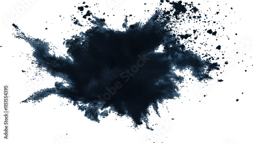 Black powder explosion on white background. Black chalk powder explosion on white background. 