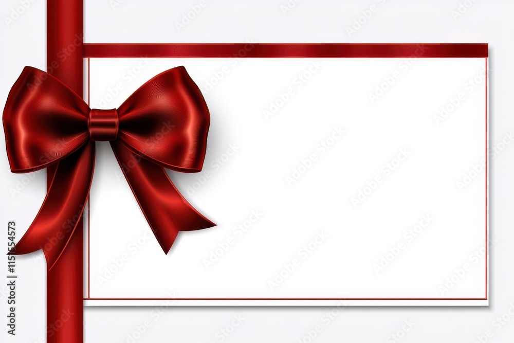 Red ribbon and bow on white background.
