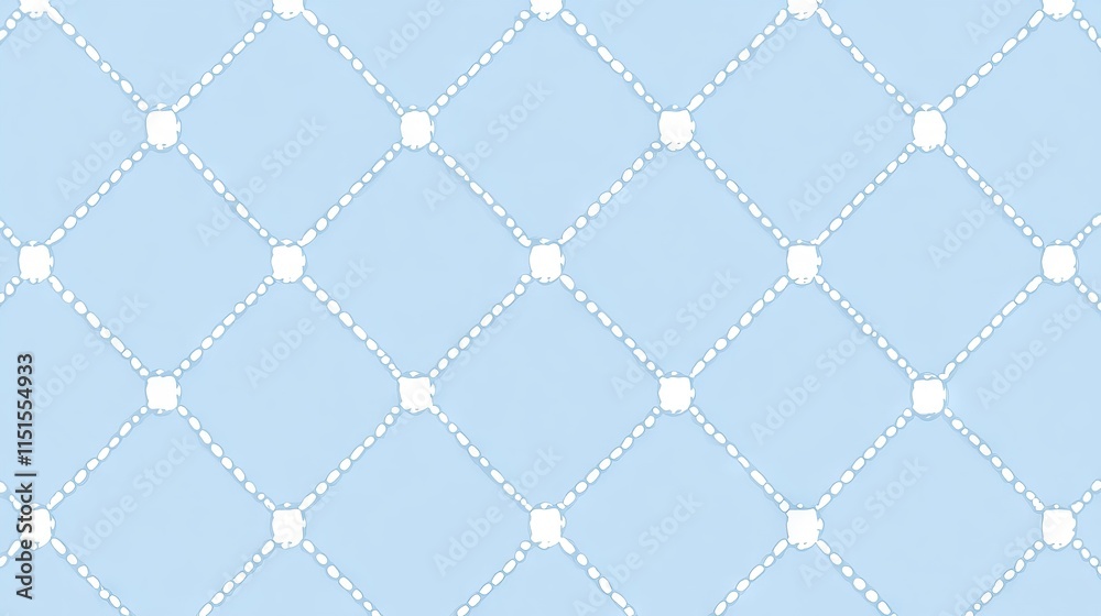 Naklejka premium Seamless light blue argyle vector pattern with thin white dotted lines, geometric textile background for men's clothing, fabrics, wrapping paper, and baby boy party invitations