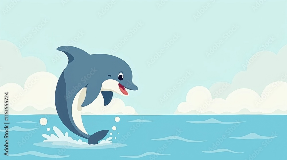 Fototapeta premium Playful Dolphin Leap Illustration