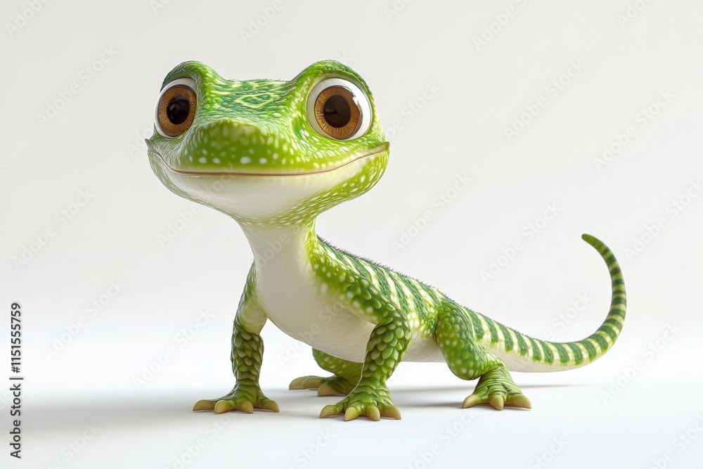 Fototapeta premium a green lizard standing on a white surface