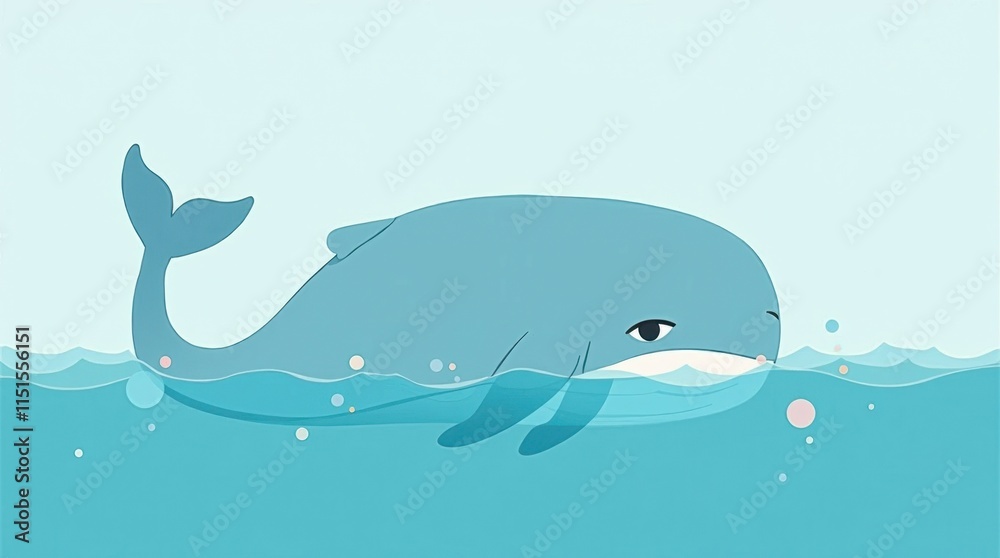 Naklejka premium Serene Whale Illustration