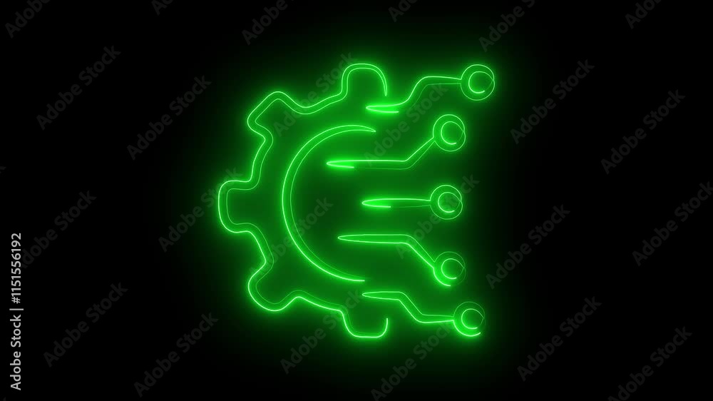 Cloud mining icon animation by green color neon on black background. Cloud mining icon animation by green color neon on black background.