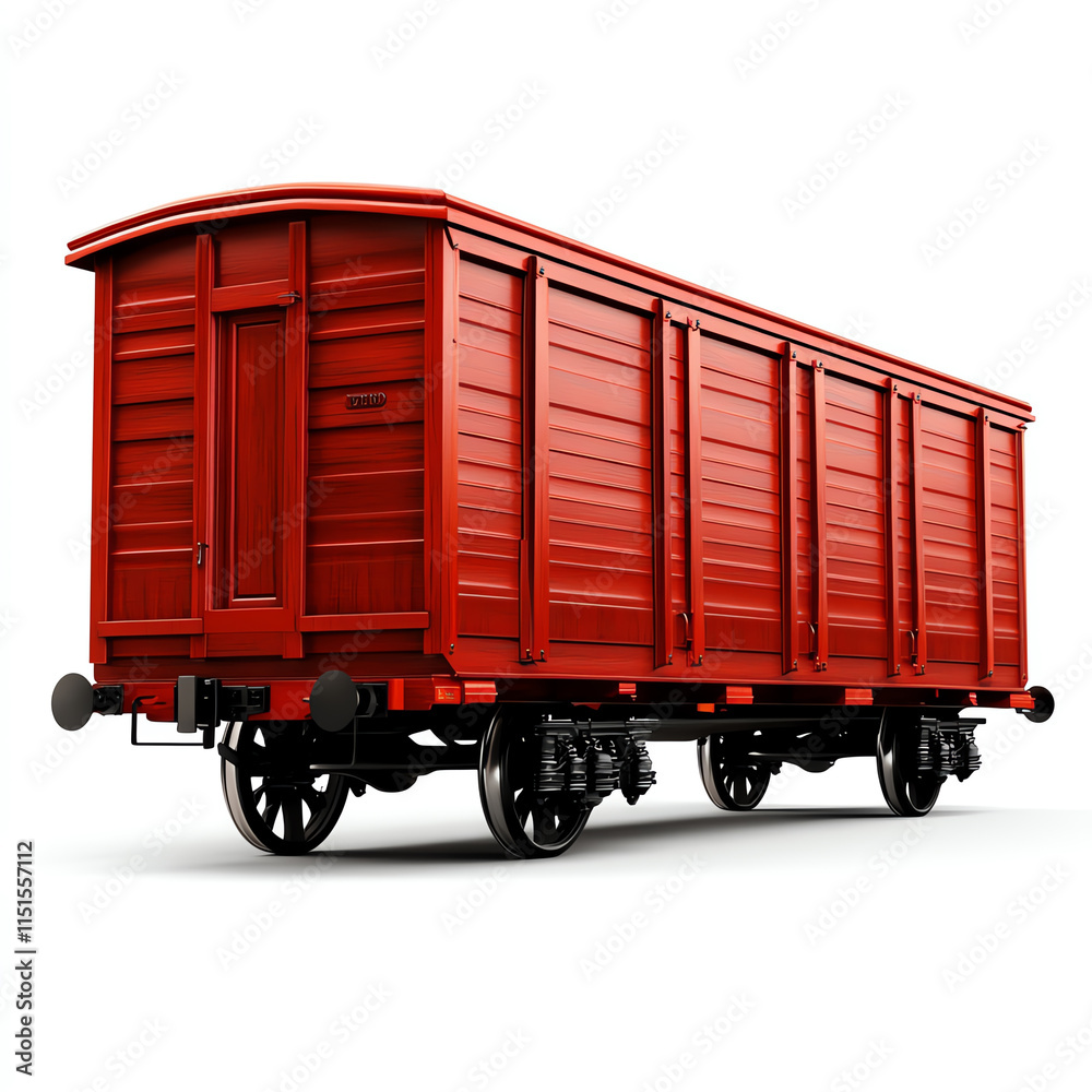 Red freight train car on white isolated background. Red freight train car on white isolated background.