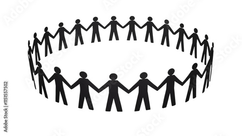 Human Circle Stock Photo, team of people isolated on white. 