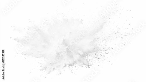 White powder explosion white background. Abstract powder splatted on white background, freeze motion of white powder exploding or throwing white powder.	