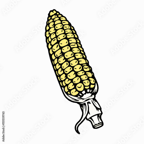 roasted corn outline vector illustration with charred kernels