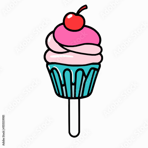 popsicle outline vector illustration with melting drips and layered colors
