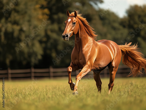 horse running in the field