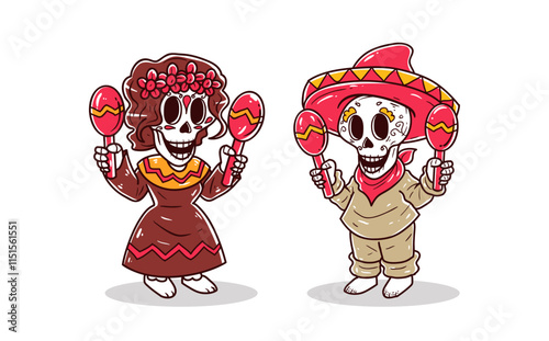 The sugar skull character celebrate party vector illustration