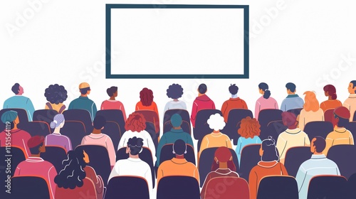 Engaging Cinema Audience: Cartoon Characters Enjoying Movie Experience Together