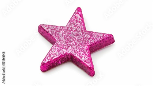 A vibrant fuchsia star-shaped sticker with a smooth finish, isolated on white.