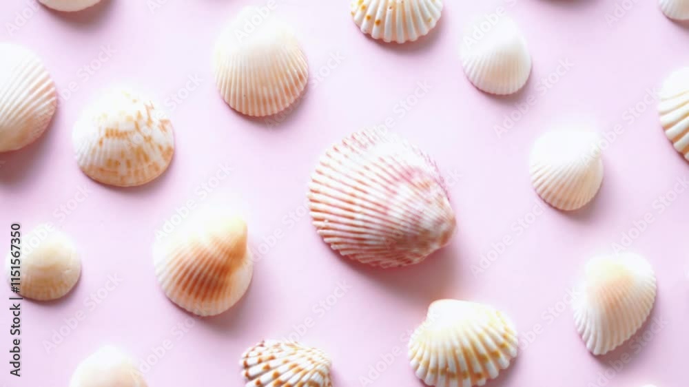 Set of seashells abstract background. video footage.