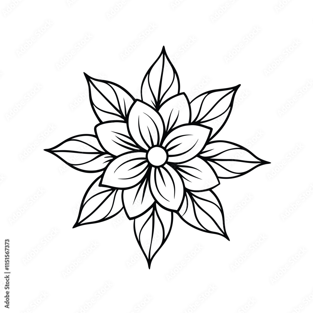 a black and white line drawing of a flower. a black and white line drawing of a flower.