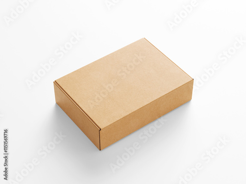 empty Brown Paper mailing box cardboard box isolated on white background