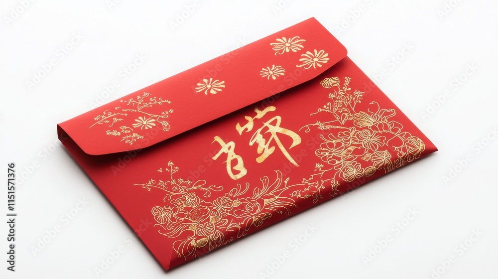 Red Envelope with Golden Design on White Background Red Envelope with Golden Design on White Background