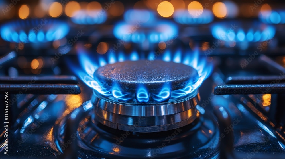 Blue Natural Gas Flame Close-Up with Space Blue Natural Gas Flame Close-Up with Space
