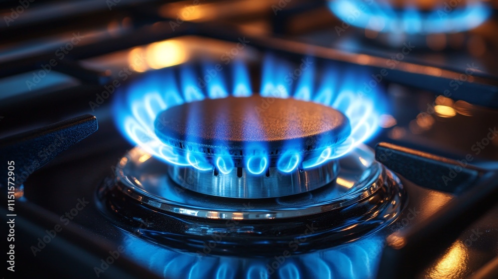 Blue Natural Gas Flame Close-Up with Space Blue Natural Gas Flame Close-Up with Space