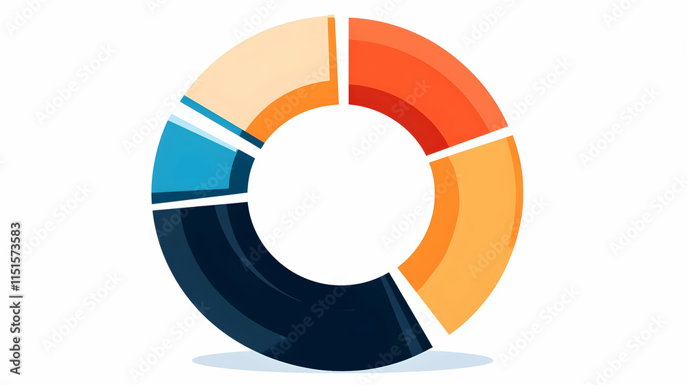 Colorful Donut Chart Data Visualization, Business Presentation, White Background, Infographic Element. Colorful Donut Chart Data Visualization, Business Presentation, White Background, Infographic Element.