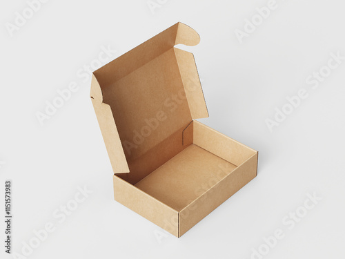 empty Brown Paper mailing box cardboard box isolated on white background