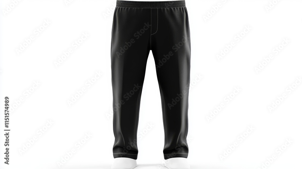 57.High-quality 3D render of blank black and white men’s pants, front view, isolated on a white background; the smooth fabric texture and simple cut are ideal for branding or design mockups. 57.High-quality 3D render of blank black and white men’s pants, front view, isolated on a white background; the smooth fabric texture and simple cut are ideal for branding or design mockups.