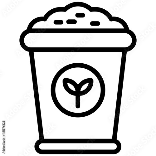 Fertilizer Pot Icon, Black And White Outline Icon Symbol