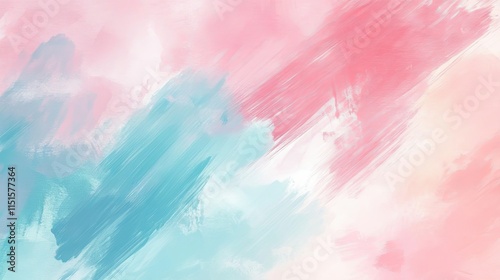 Soft pastel brush strokes creating a calming and vibrant wallpaper background in gentle hues of pink, blue, and yellow. photo