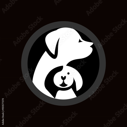 Abstract Dog and Puppy Yin Yang Symbol - Vector Illustration