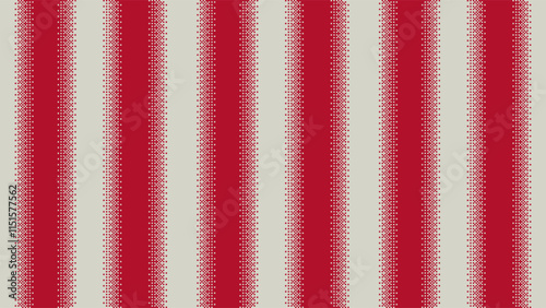 Red stripes seamless pattern. Pixel art dithering striped vertical background. Christmas or winter theme backdrop with lines. Vector illustration.