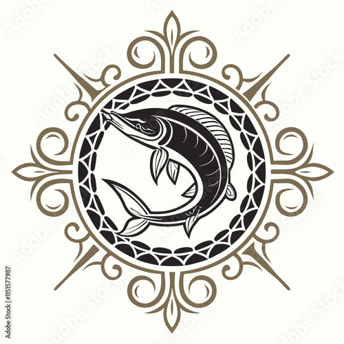 collection of fishing emblems, labels, badges, logos.