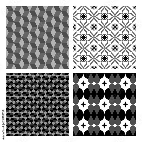 A Collection Stylish vector illustration set of  Geometric  Abstract Seamless  Pattern