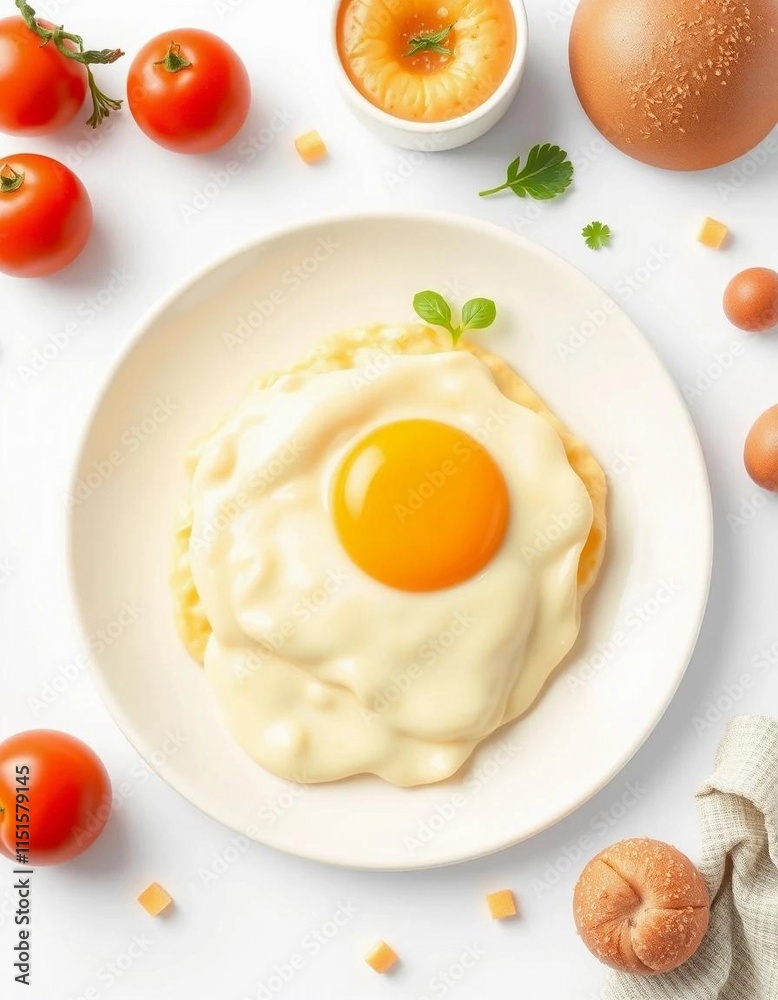 3D vector fast food, scrambled eggs blank white background 3D vector fast food, scrambled eggs blank white background