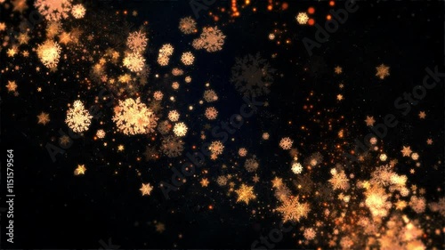 Two Gold and Lux Snowflake flow Looped Background V04