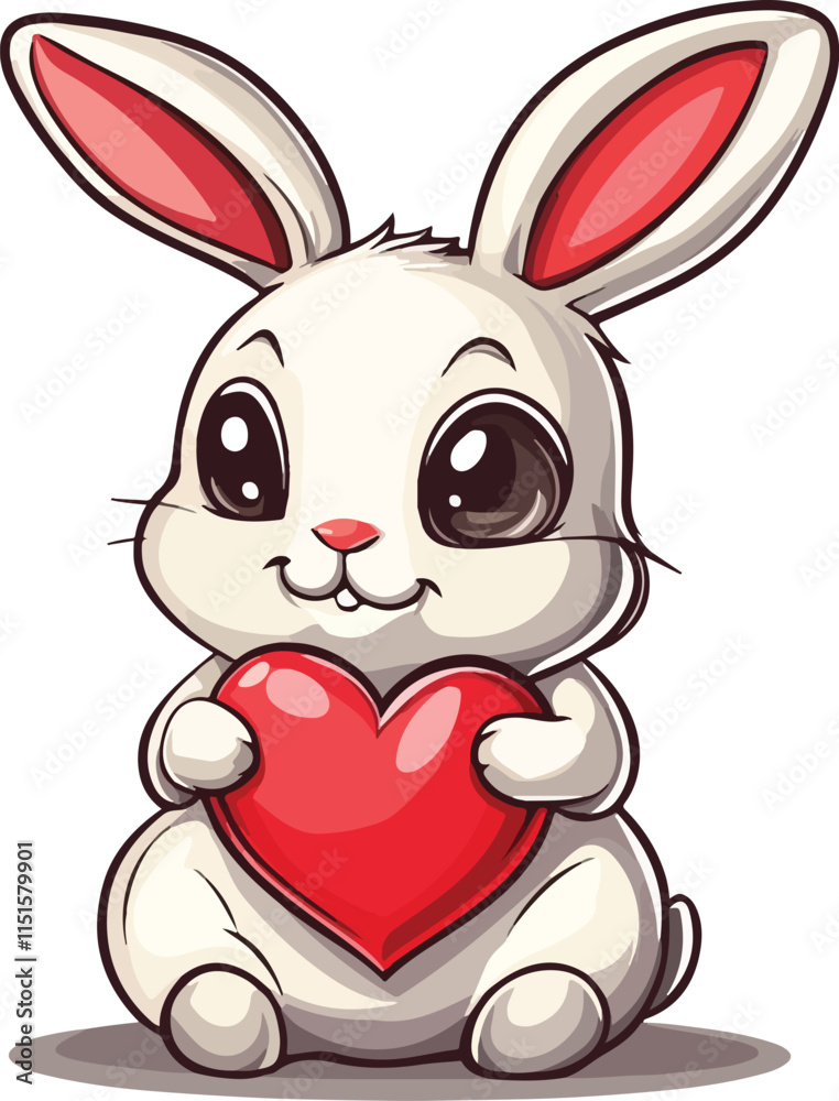 Cute rabbit with love heart Mascot style cartoon vector Cute rabbit with love heart Mascot style cartoon vector