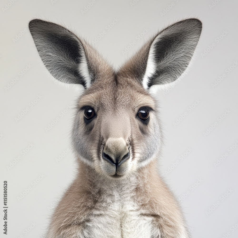 Fototapeta premium close up of a kangaroo face on a plain background