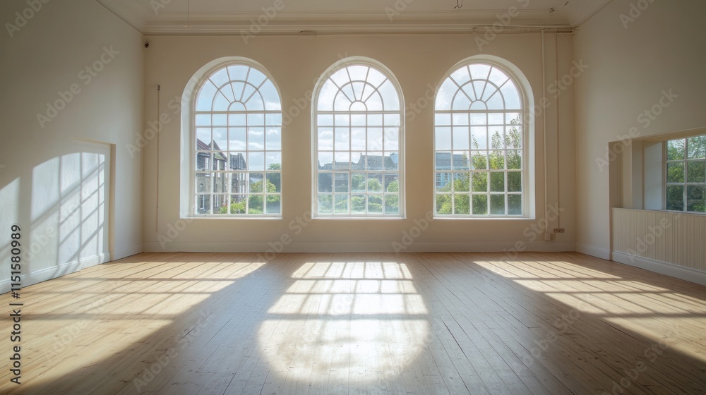 Sunlit Room with Large Arch Windows Sunlit Room with Large Arch Windows
