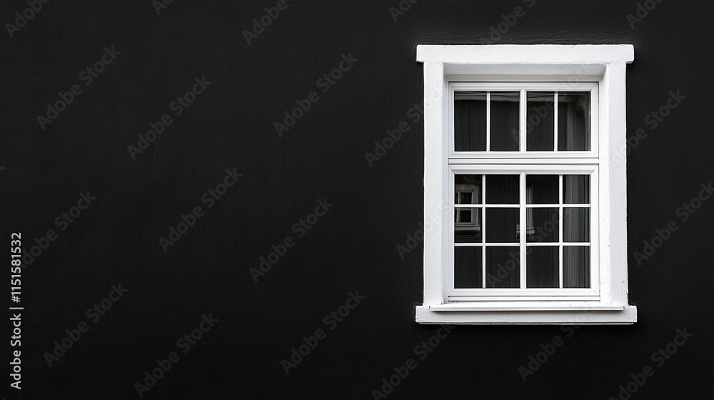 Fototapeta premium white window on black house facade